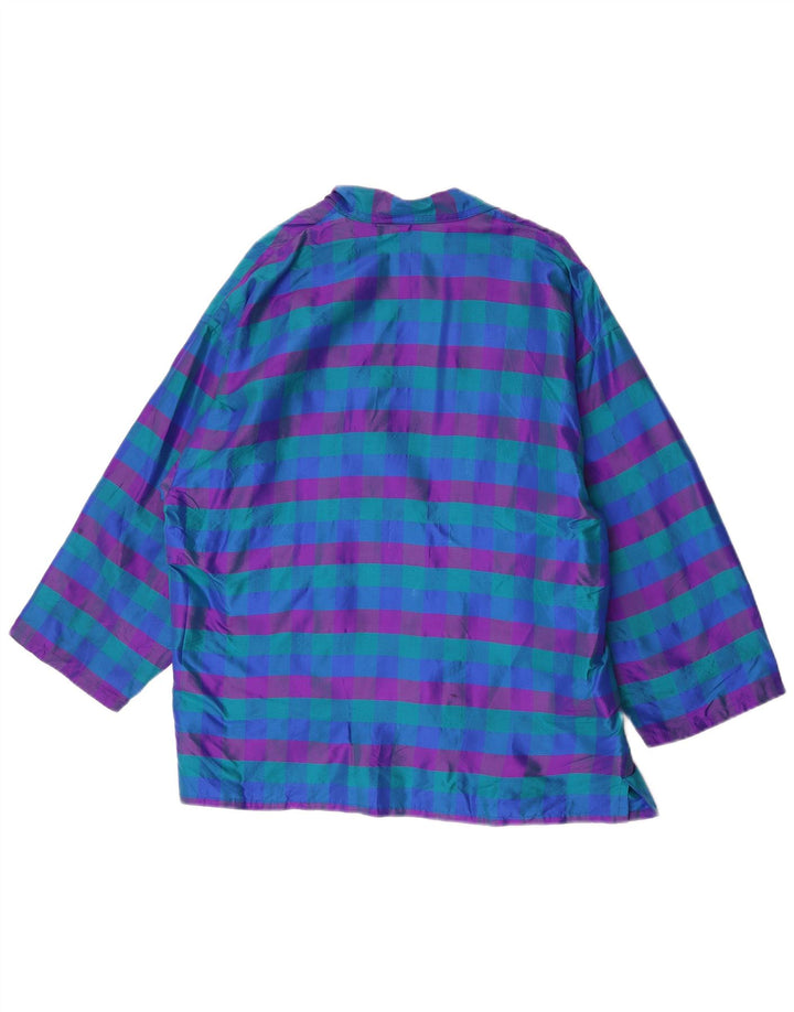 vintage Femme Open Blazer Veste UK 14 Medium Blue Check