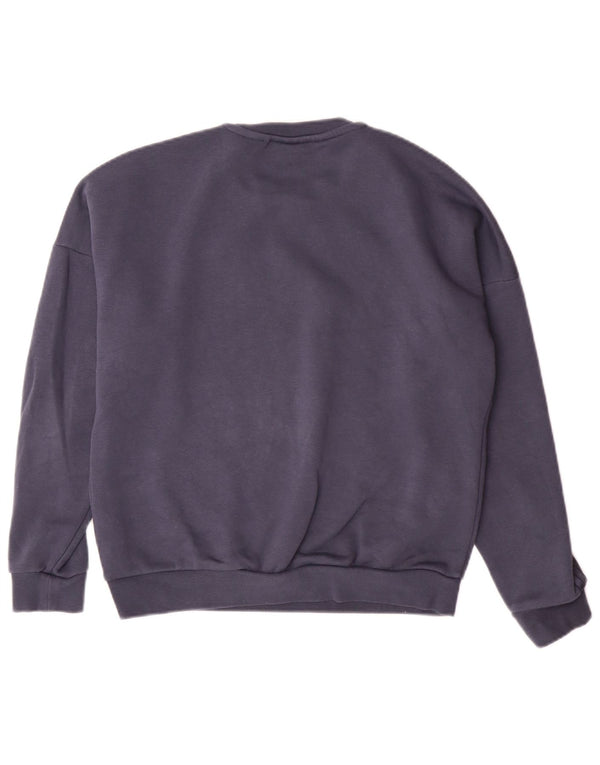 ADIDAS Womens Graphic Sweatshirt Jumper UK 12 Medium Navy Blue Cotton
