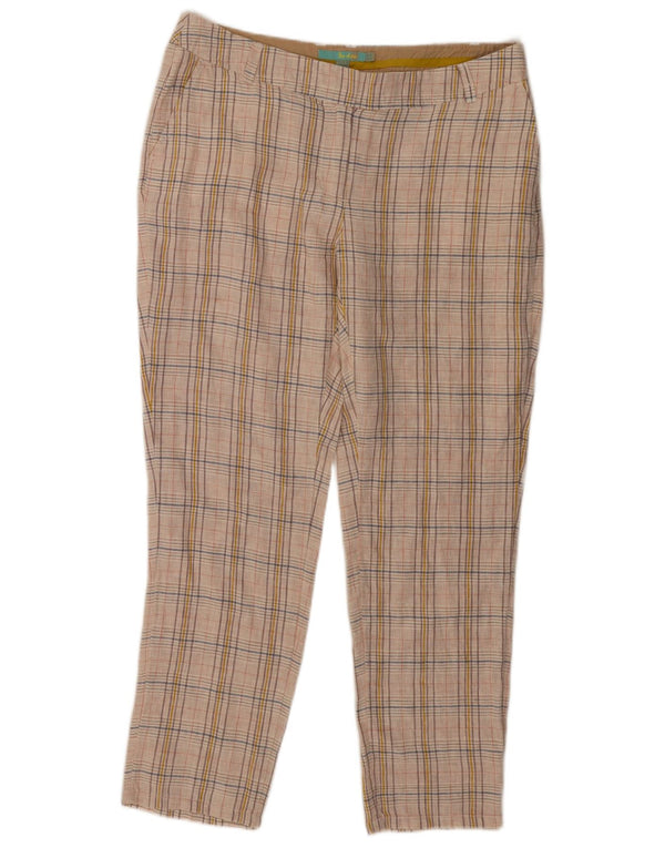 Pantalon chino droit Boden pour femme UK 44 Large W34 L28 Lin à carreaux beige