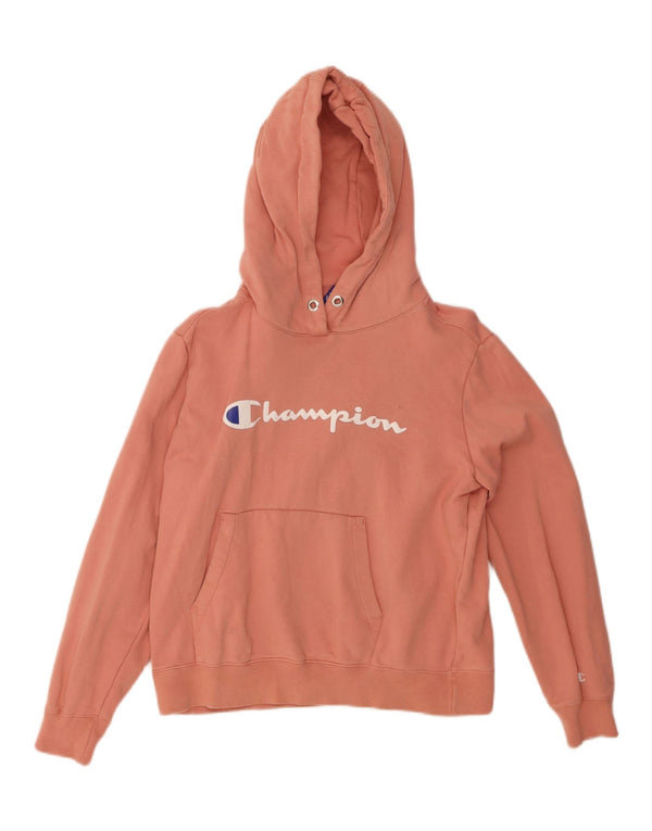 Champion Womens Graphic Hoodie Jumper UK 10 Small Orange