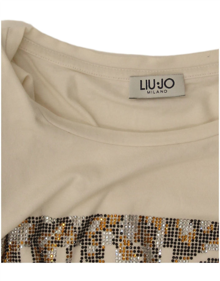 Liu Jo T-shirt graphique pour femme UK 10 Small Blanc