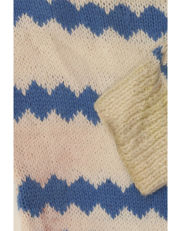 VINTAGE Pull à col rond pour homme Medium Off White Fair Isle