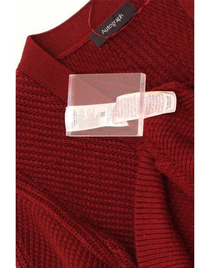 Marks & Spencer Pull cardigan autographe pour femme UK 12 Viscose rouge moyen