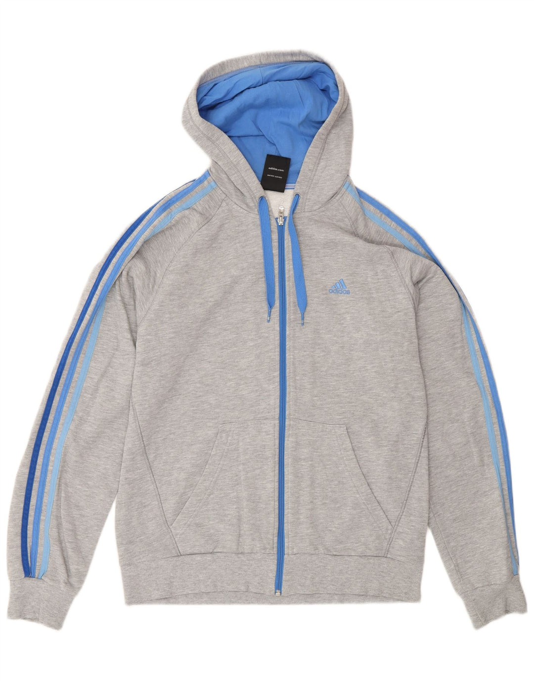 Adidas Pull à capuche zippé pour homme en coton gris moyen