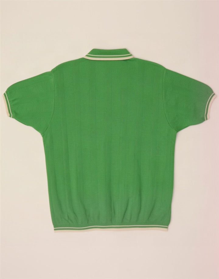 vintage Homme Manches Courtes Col Polo Pull Vert Moyen