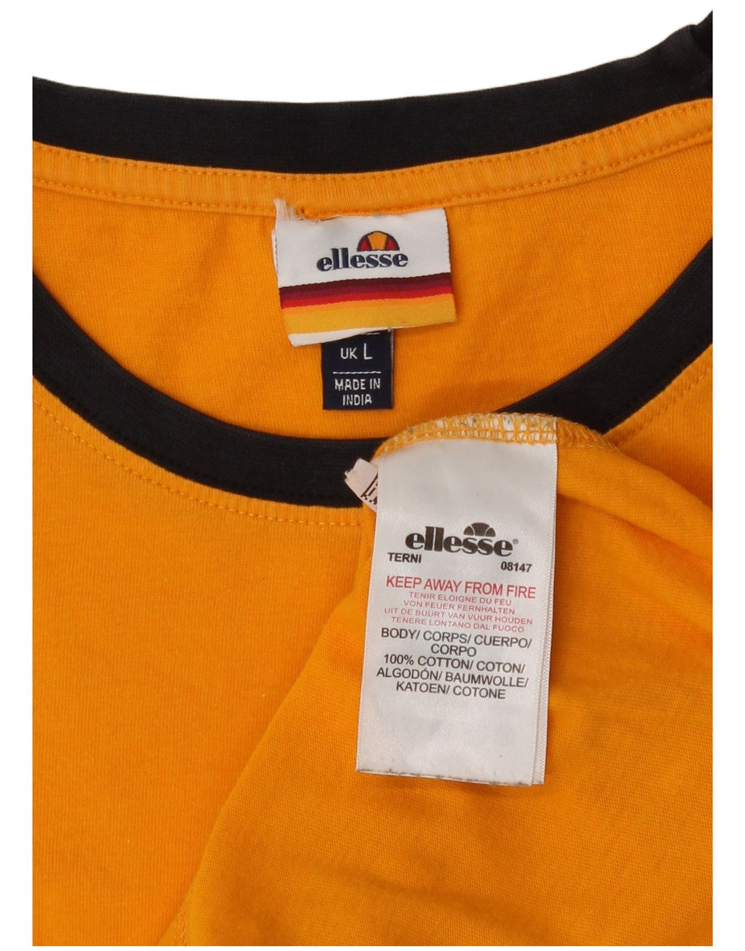 Ellesse Homme T-Shirt Graphique Haut Large Orange Coton