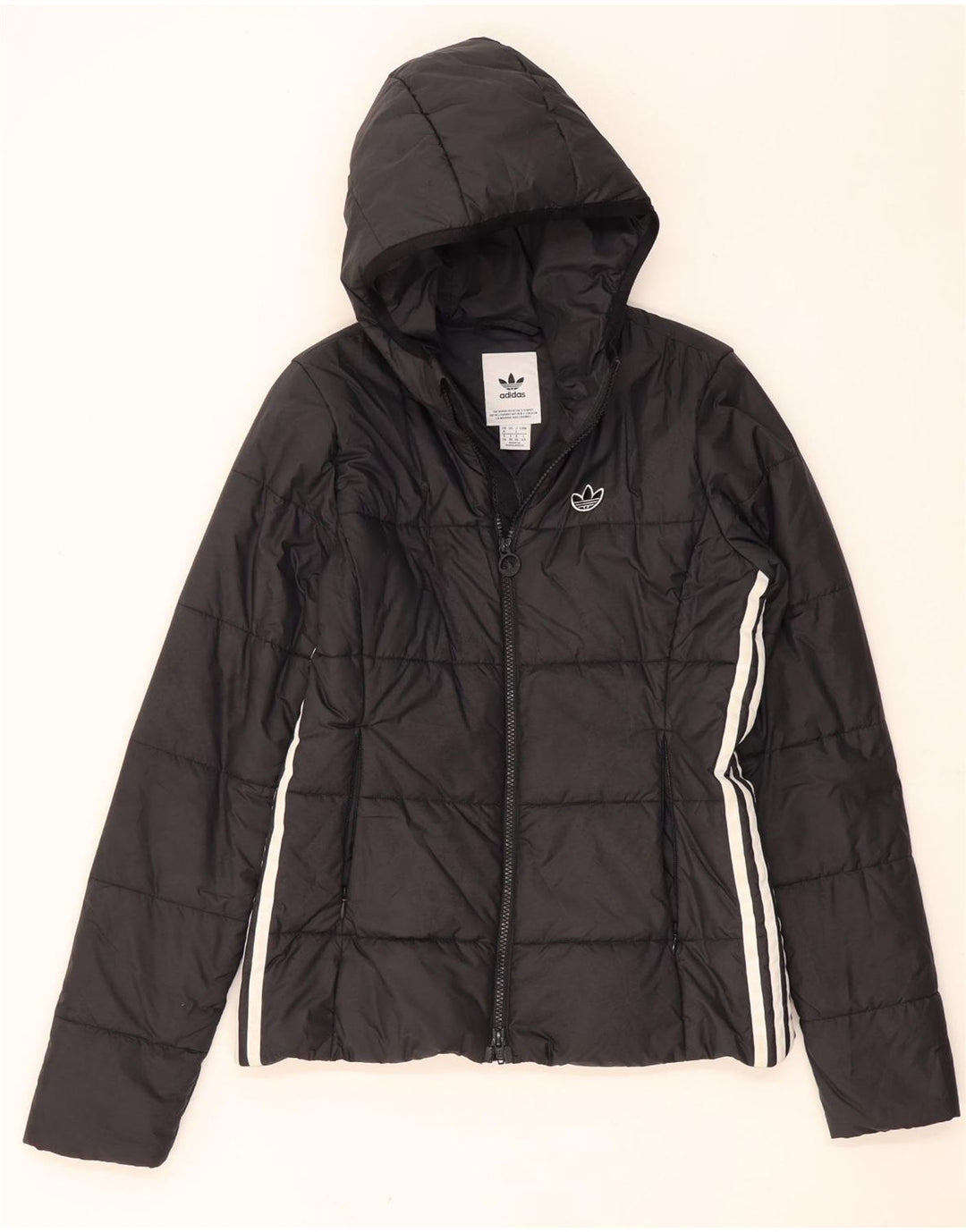 Adidas Veste rembourrée à capuche pour femme UK 8 Small Noir Polyester