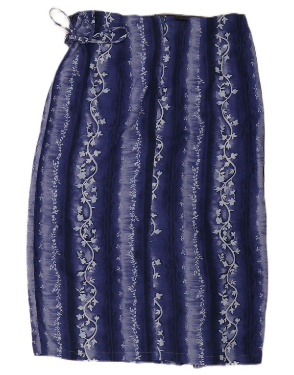 jupe portefeuille femme vintage UK 18 XL W30 Bleu Floral
