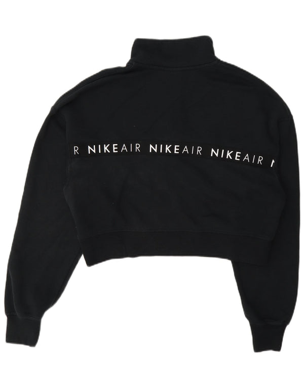Nike Sweat-shirt court à col zippé pour femme UK 14 Bleu marine moyen