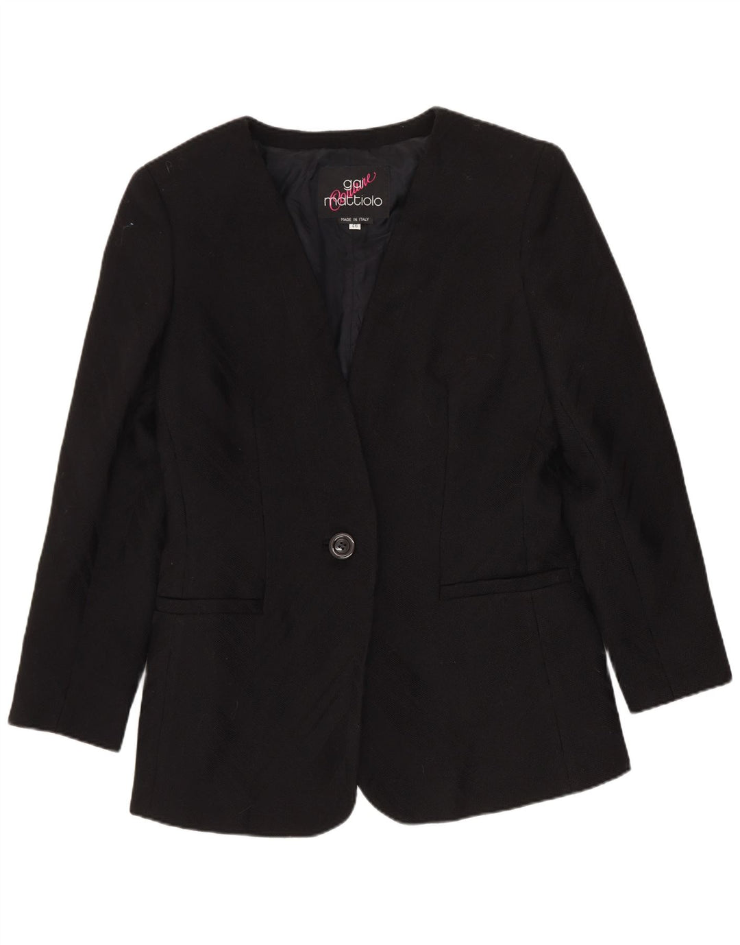 Gai Mattiolo Veste Blazer 1 Bouton Femme IT 46 Large Laine Vierge Noire