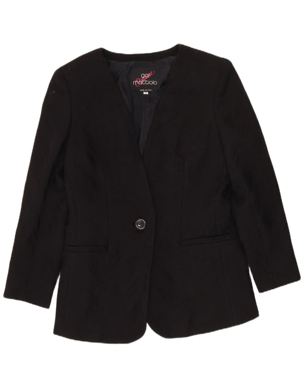 Gai Mattiolo Veste Blazer 1 Bouton Femme IT 46 Large Laine Vierge Noire