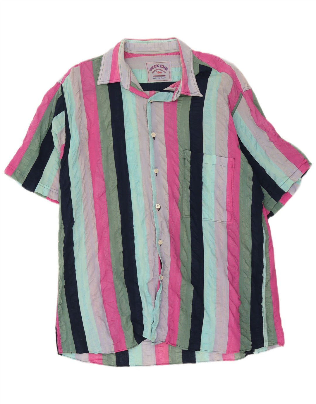 Chemise à manches courtes homme Weekend à rayures multicolores moyennes