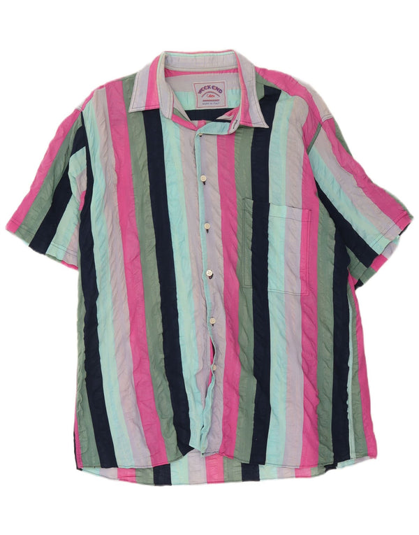 Chemise à manches courtes homme Weekend à rayures multicolores moyennes