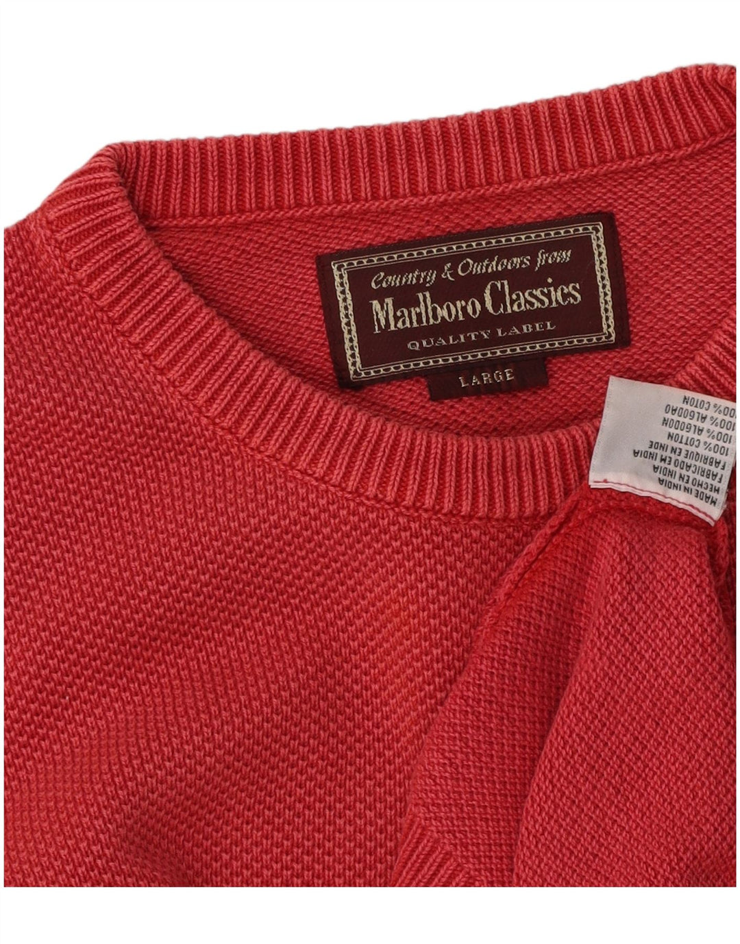 MARLBORO CLASSICS Pull col bateau pour homme en coton rouge Large