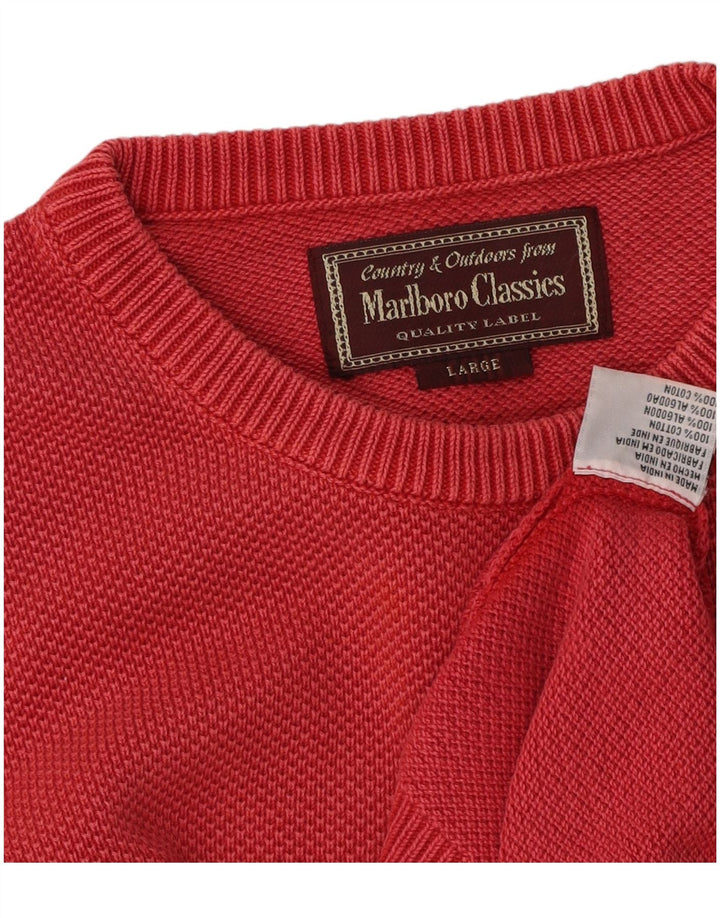 MARLBORO CLASSICS Pull col bateau pour homme en coton rouge Large