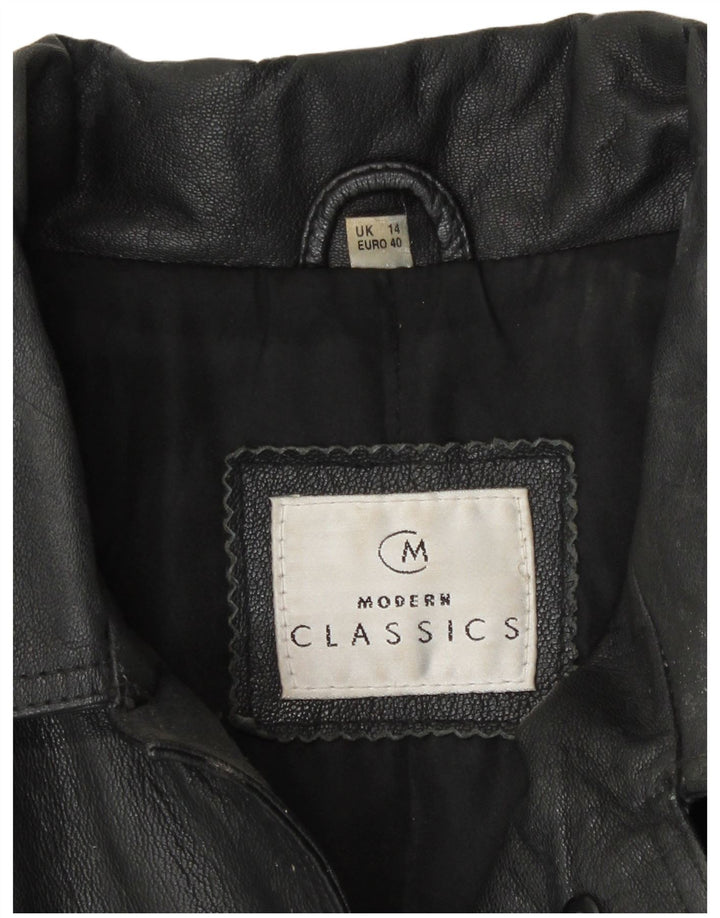 Modern Classics Veste en cuir coupe ample pour femme UK 14 Cuir noir moyen