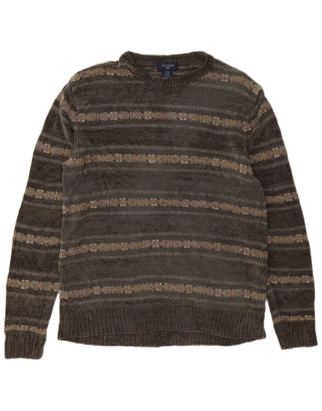 Dockers Pull Col Rond Homme Gris Moyen Fair Isle Acrylique