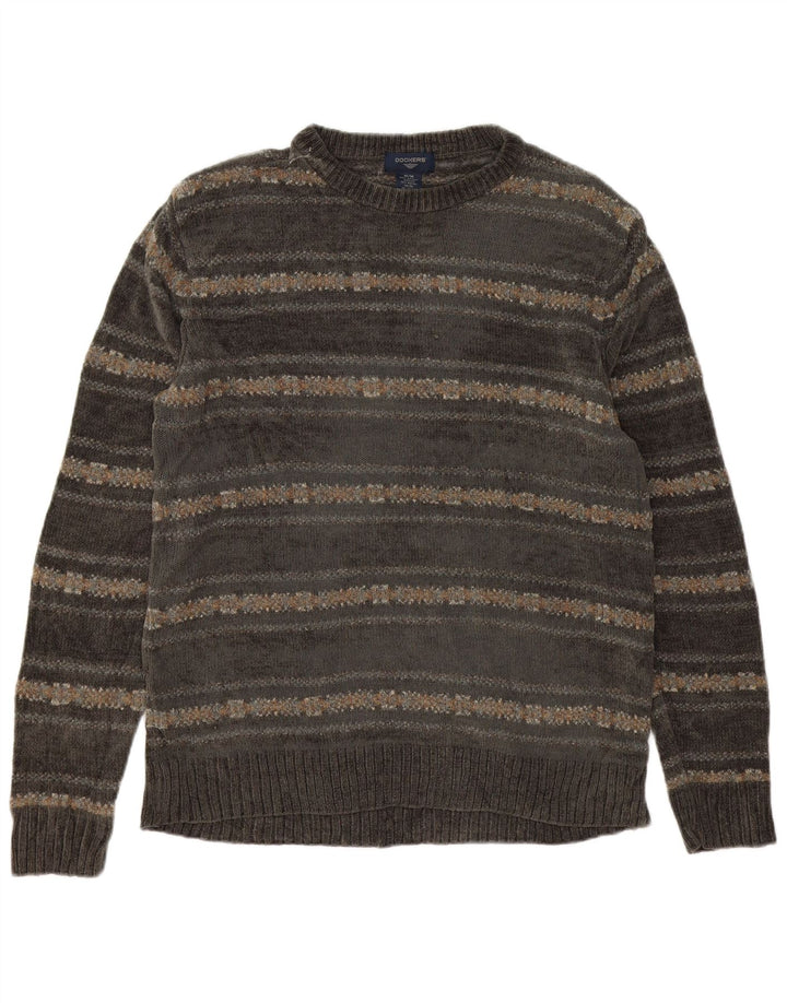 Dockers Pull Col Rond Homme Gris Moyen Fair Isle Acrylique