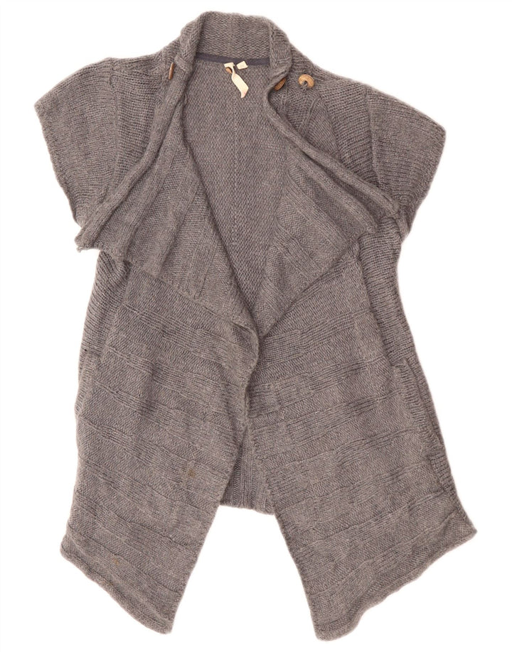 White Stuff Cardigan ouvert à manches courtes pour femme UK 10 Petite laine grise