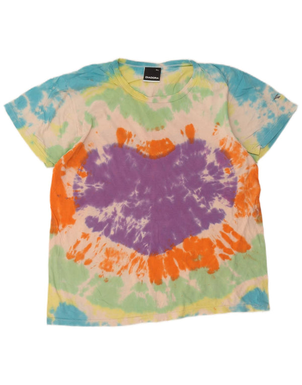 Diadora T-Shirt Femme Top UK 16 Large Multicolore Tie Dye Coton
