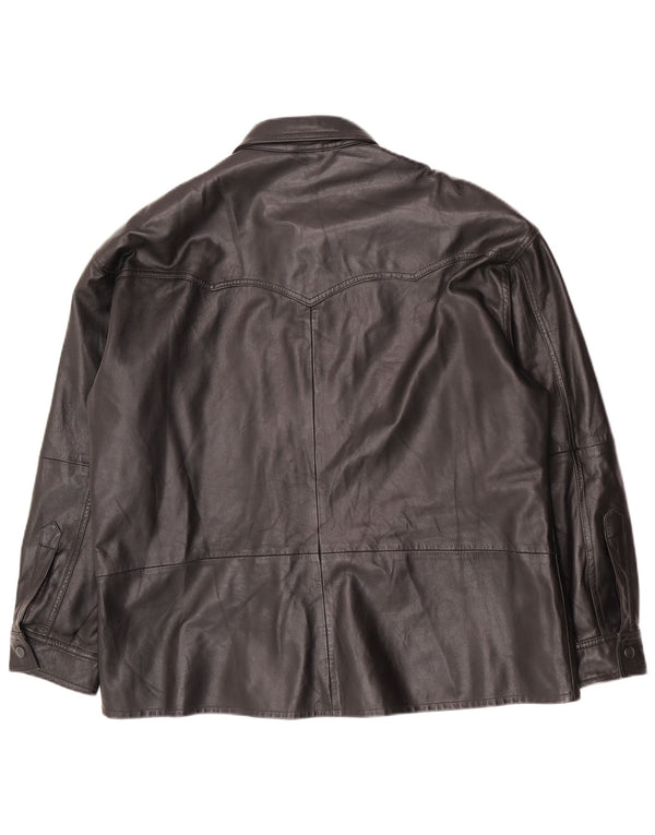 veste en cuir surdimensionnée femme vintage EU 40 Noir Moyen