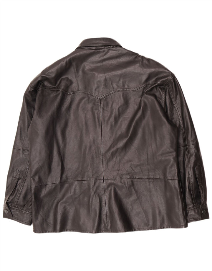 veste en cuir surdimensionnée femme vintage EU 40 Noir Moyen