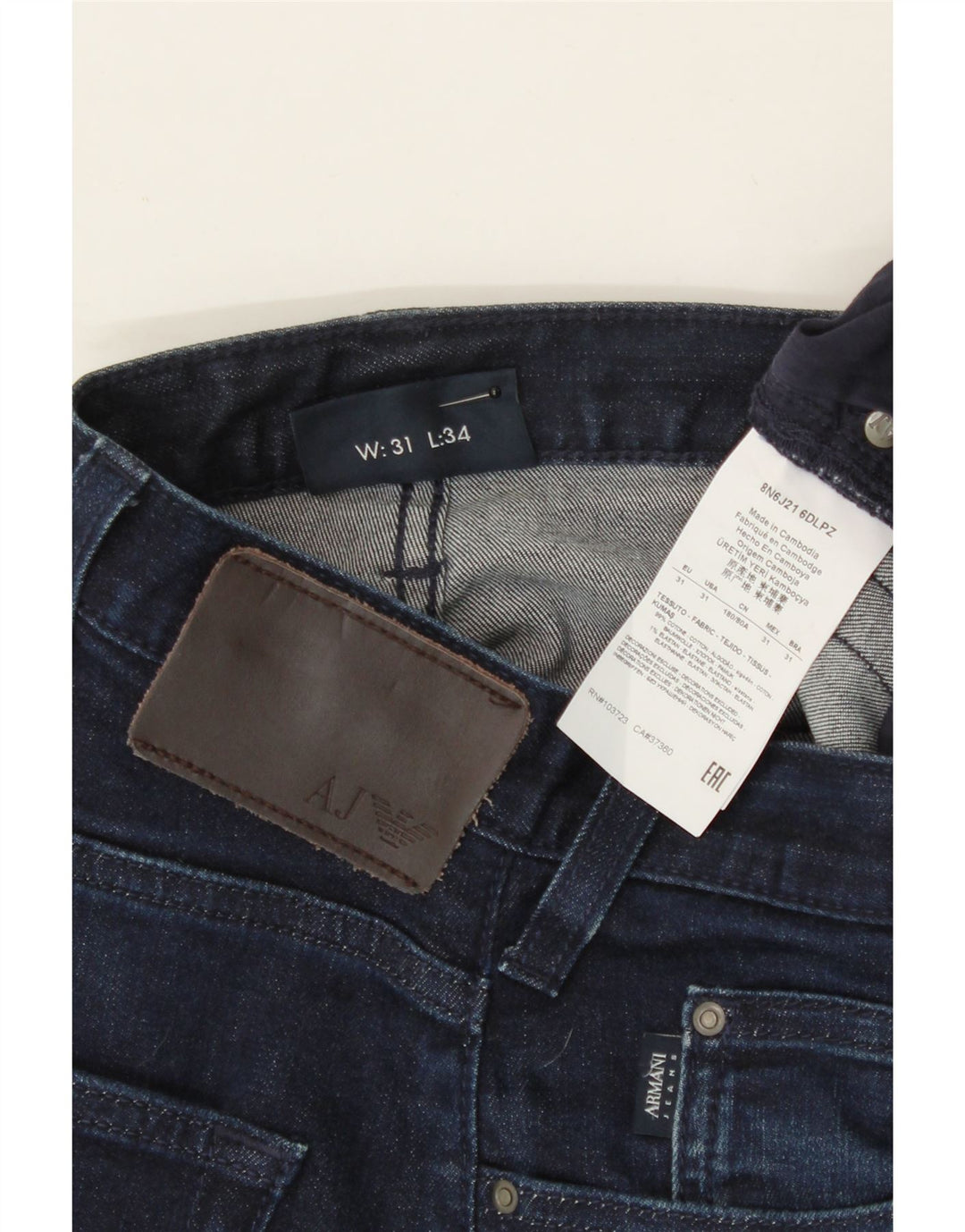 ARMANI Womens Straight Jeans W31 L31 Navy Blue Cotton Vintage Armani and Second-Hand Armani from Messina Hembry 