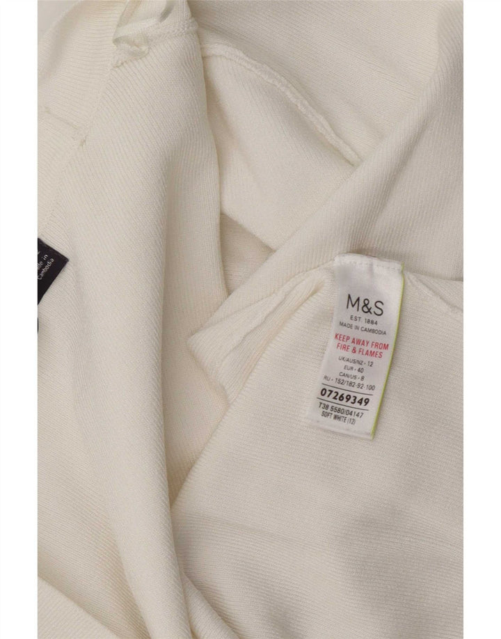 Marks & Spencer Pull Cardigan Ouvert pour Femme UK 12 Viscose Blanche Moyenne