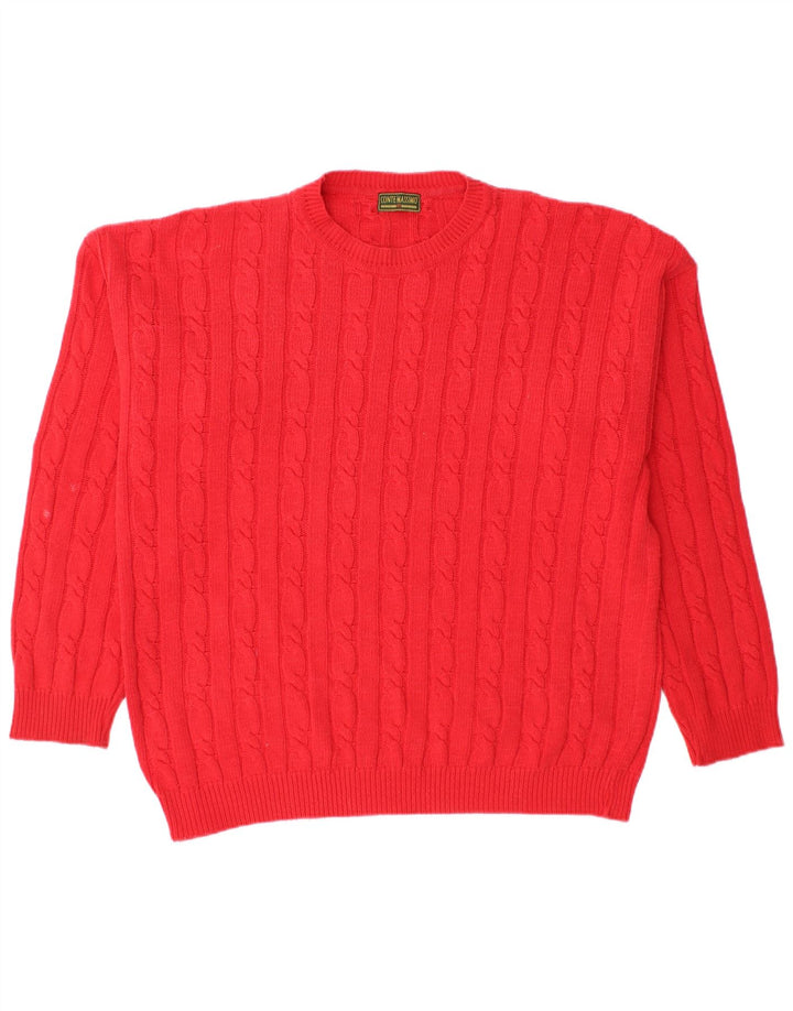 CONTE MASSIMO Pull col rond homme XL coton rouge