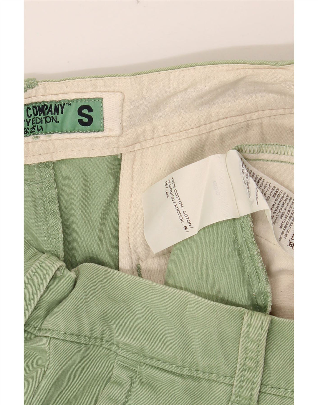SUPERDRY Short Chino Homme Petit W32 Vert Coton