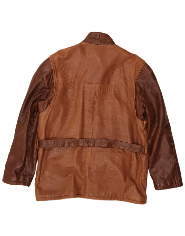 Veste en cuir homme vintage IT 52 XL Cuir colour block marron