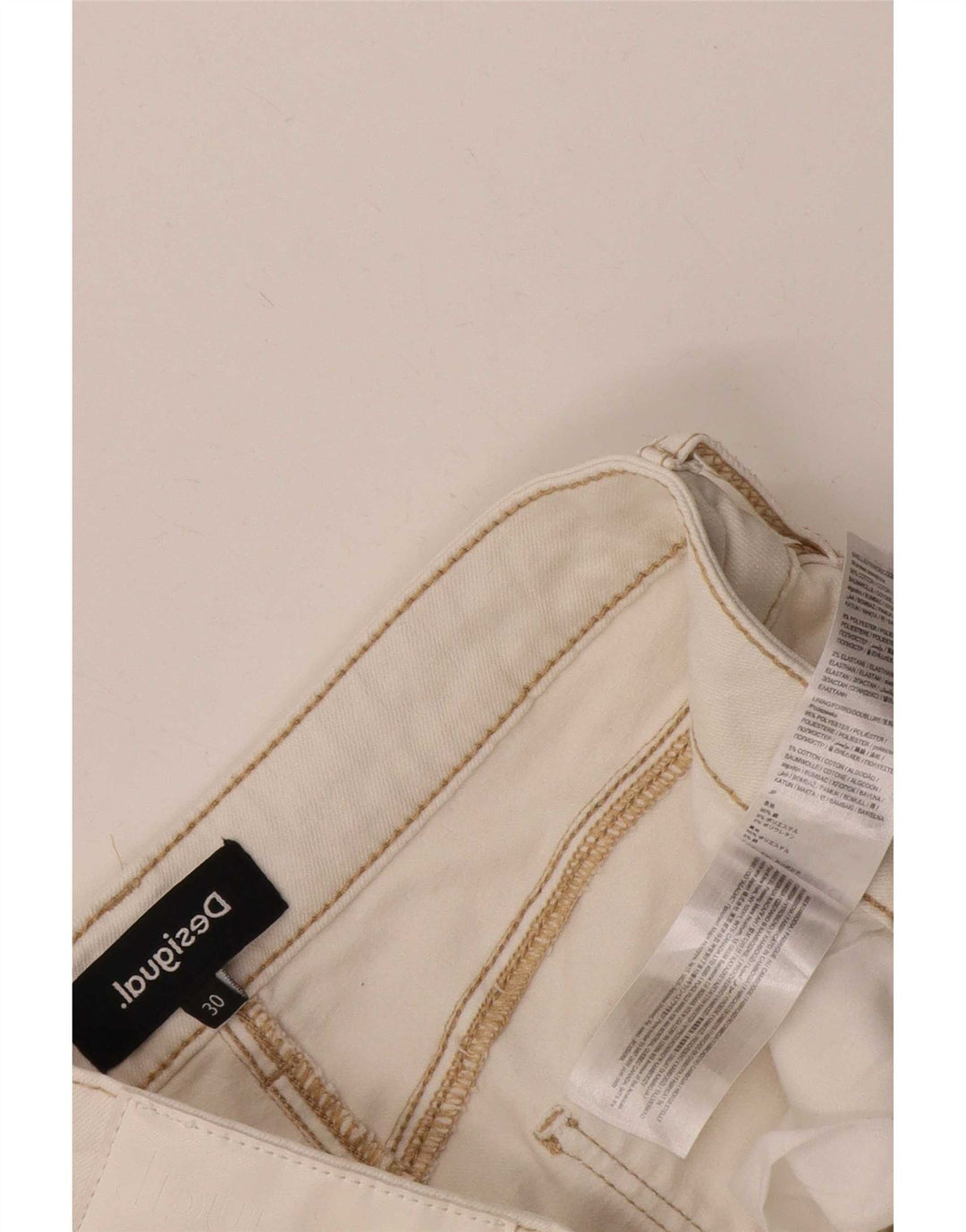 Desigual Jean Court W30 L25 Coton Blanc Femme