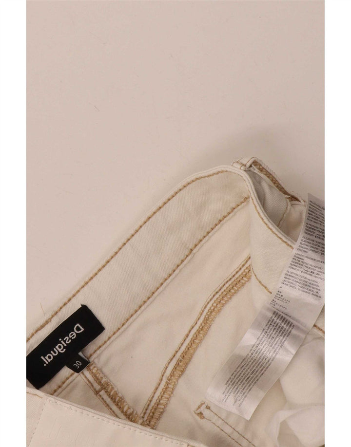Desigual Jean Court W30 L25 Coton Blanc Femme