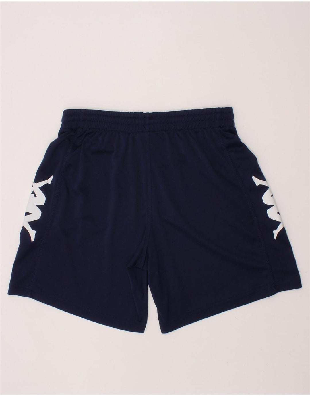 KAPPA Boys Graphic Sport Shorts 9-10 Years Large Navy Blue Polyester Vintage Kappa and Second-Hand Kappa from Messina Hembry 