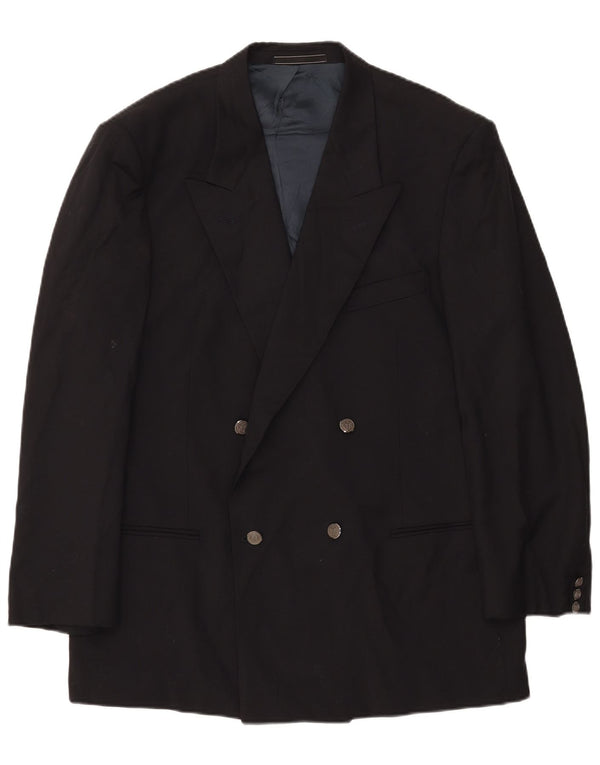 Veste Blazer Double Boutonnage Vintage Homme IT 54 2XL Laine Noire