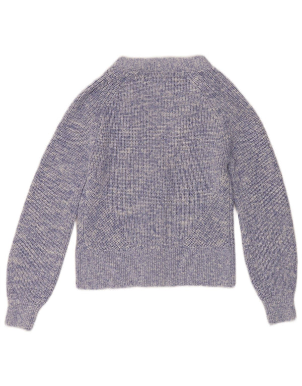 Marks & Spencer Pull cardigan pour femme UK 10 Petit coton moucheté bleu