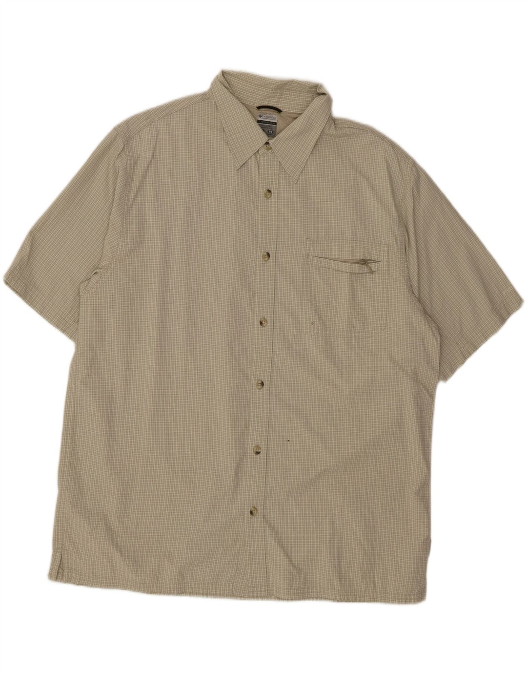 COLUMBIA Chemise à manches courtes Titanium XL pour homme en nylon à carreaux verts