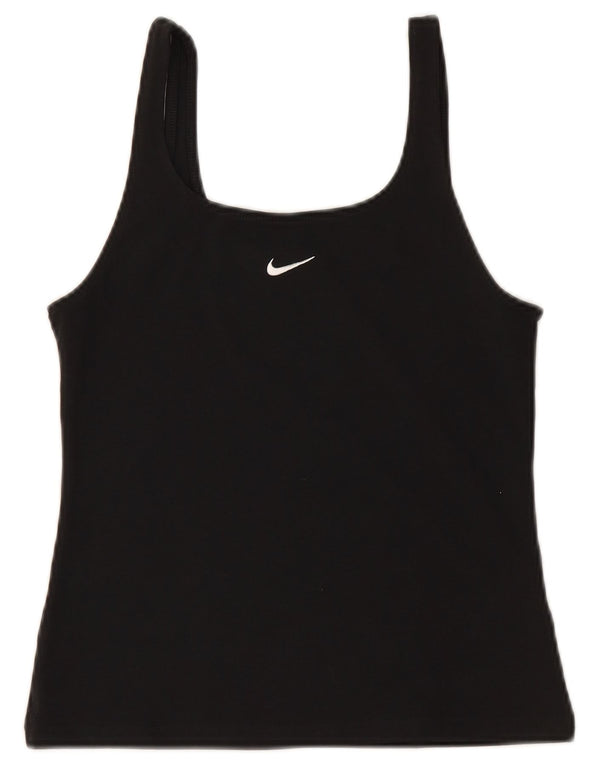 NIKE Femmes Crop Cami Top UK 12 Moyen Noir Coton