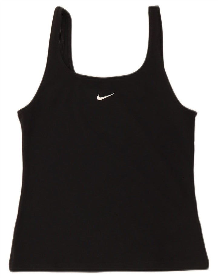 NIKE Femmes Crop Cami Top UK 12 Moyen Noir Coton
