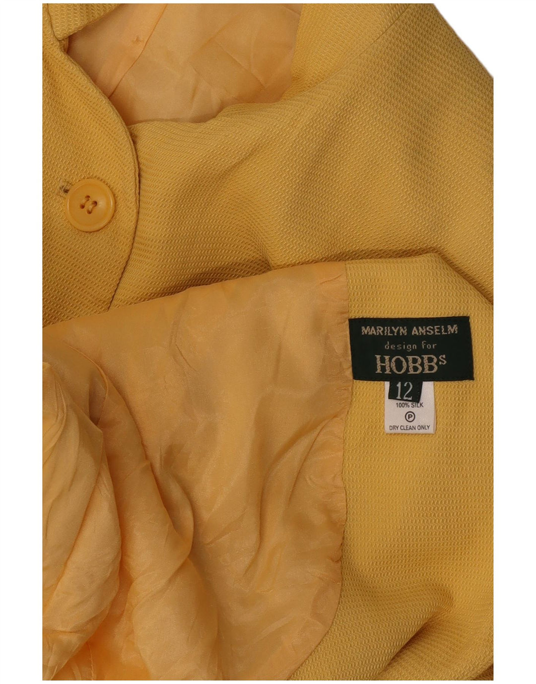 Hobbs Femme Marilyn Anselm 6 Bouton Blazer Veste UK 12 Moyen Jaune Soie