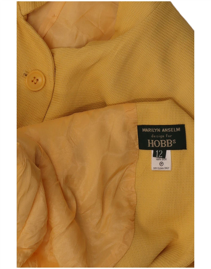 Hobbs Femme Marilyn Anselm 6 Bouton Blazer Veste UK 12 Moyen Jaune Soie