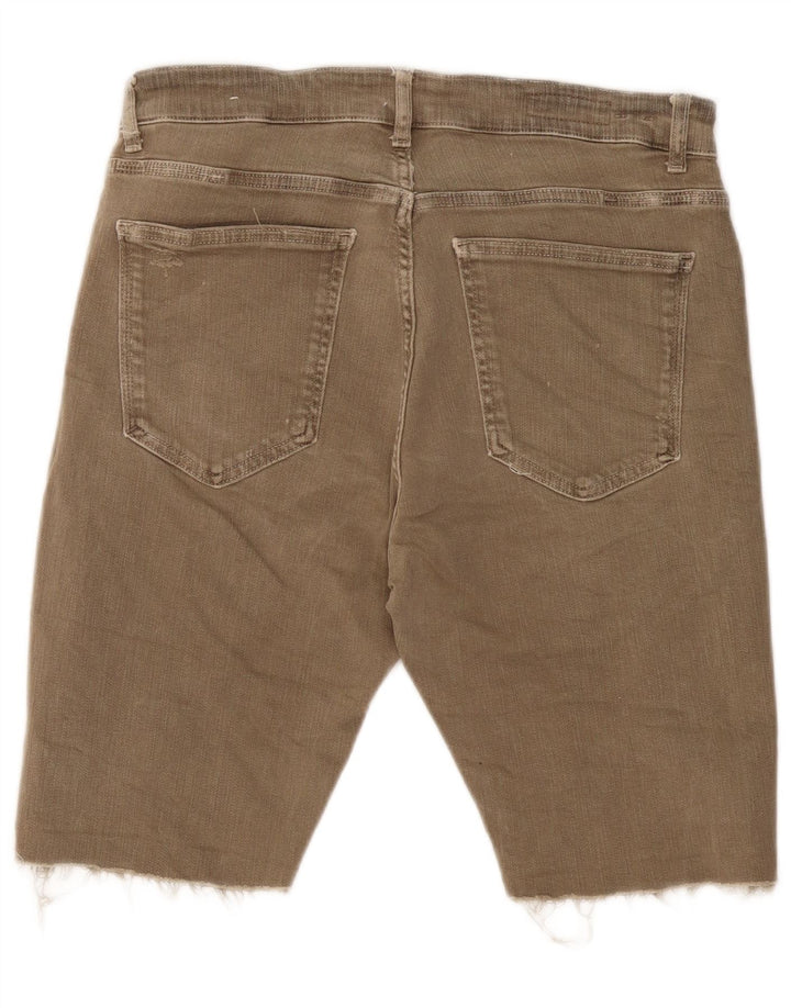 ZARA Short en jean vieilli pour homme EU 46 XL W36 Kaki