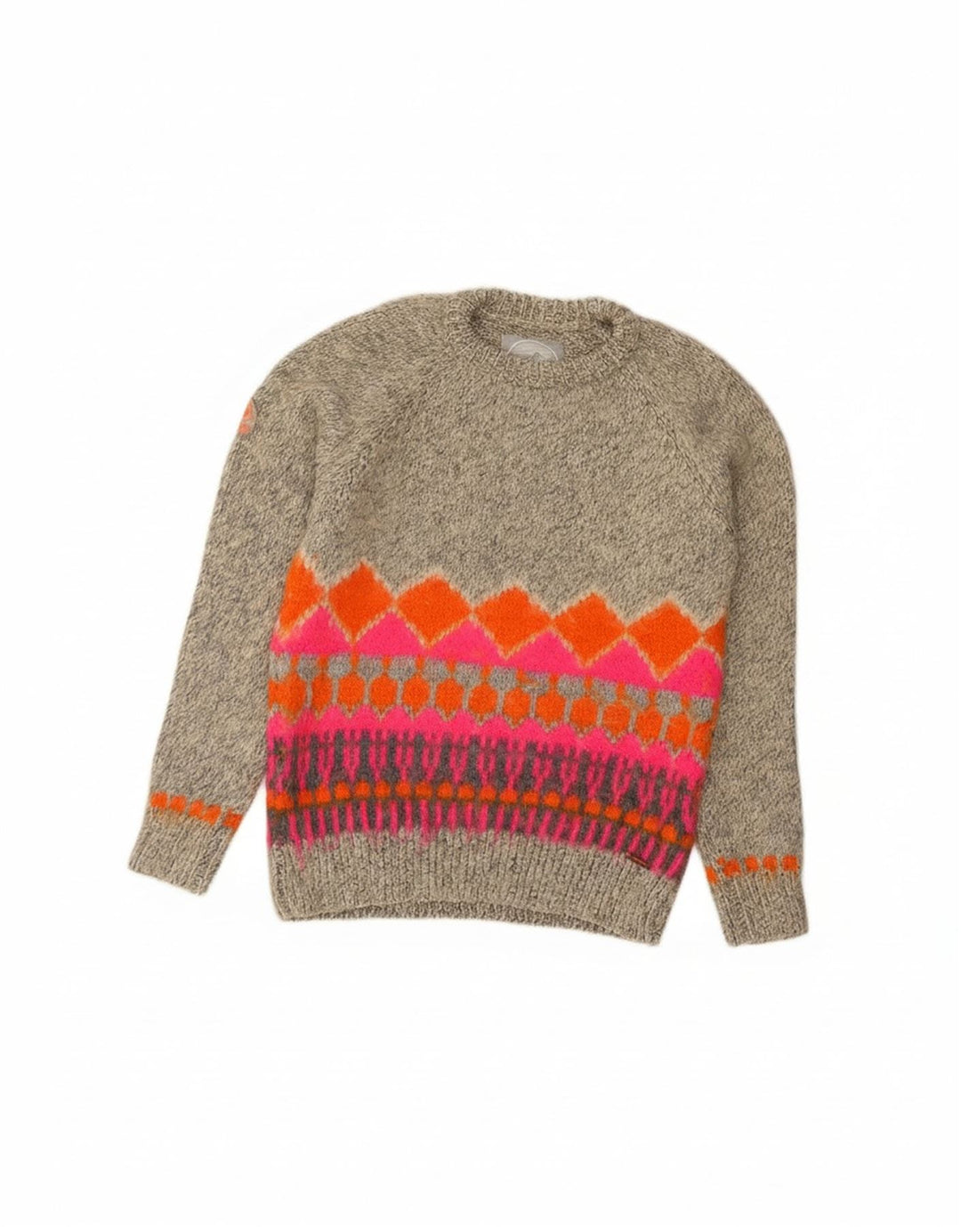 Superdry Pull ras du cou pour femme UK 14 Gris moyen Fair Isle