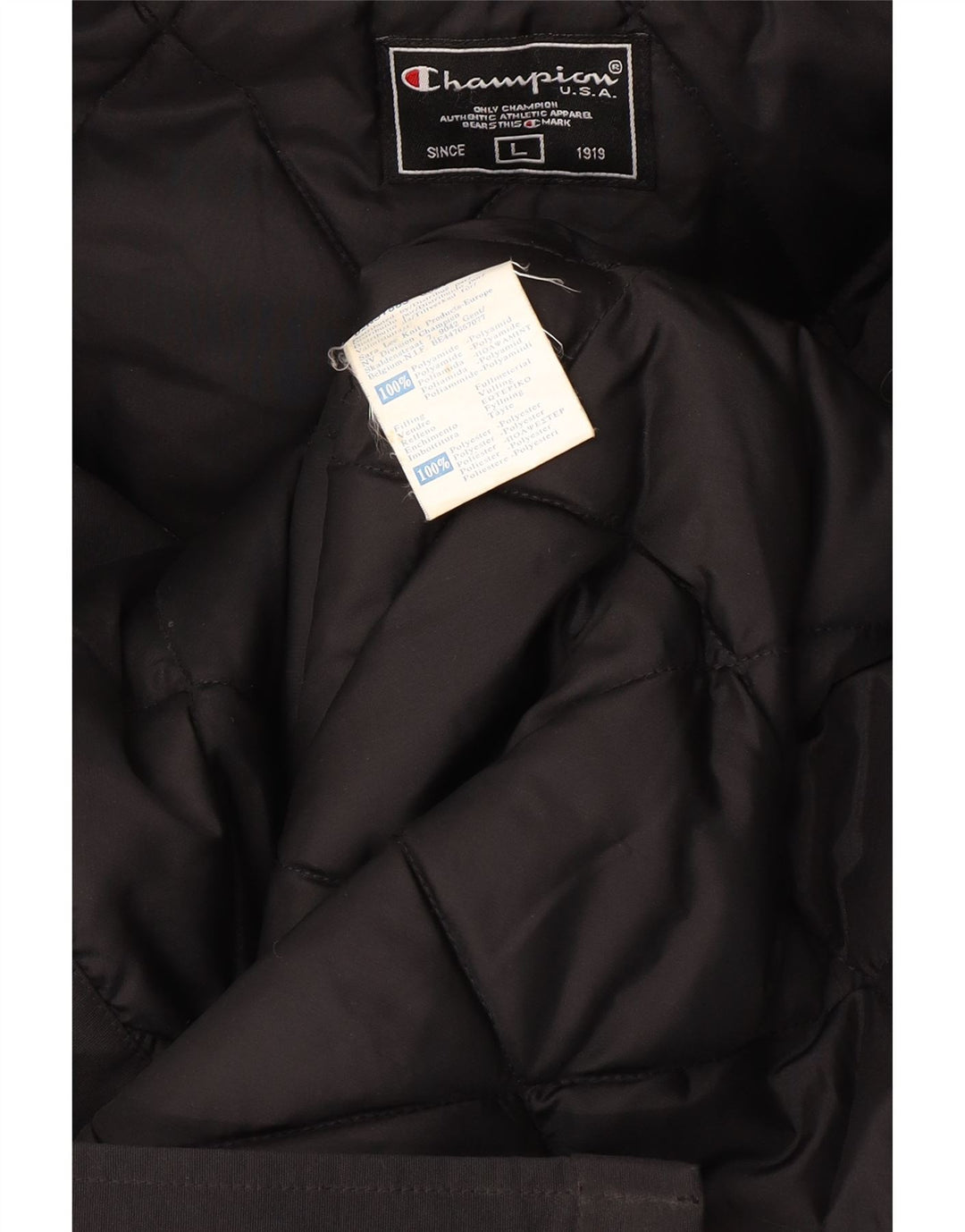 Champion Manteau rembourré à capuche pour homme UK 40 Large Noir Polyamide