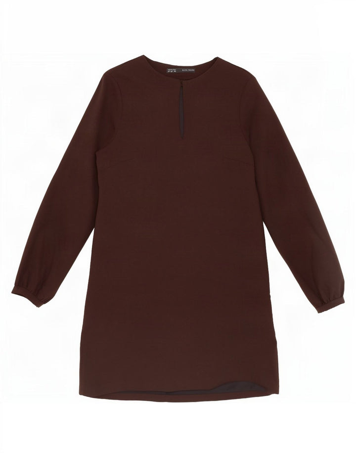 Zara Robe droite à manches longues pour femme UK 14 Noir moyen