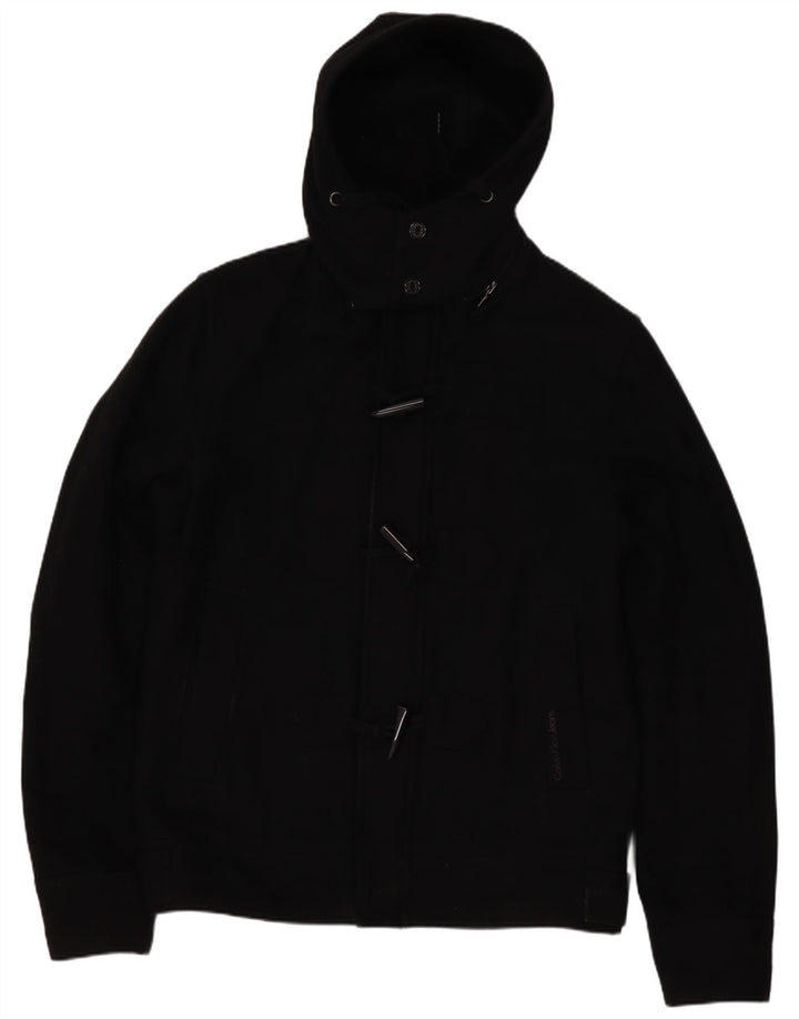 CALVIN KLEIN JEANS Veste bomber à capuche pour homme UK 38 Laine noire moyenne