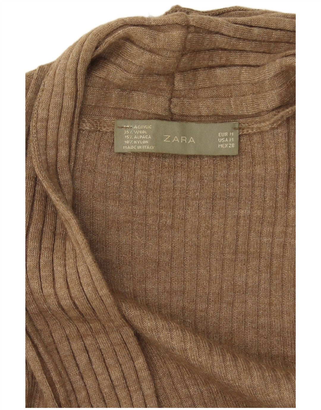 Zara Femme Cardigan Ouvert Asymétrique Pull UK 12 Beige Moyen