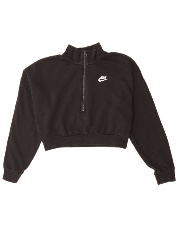 Nike Sweat-shirt surdimensionné à col zippé pour femme UK 10 Petit Noir