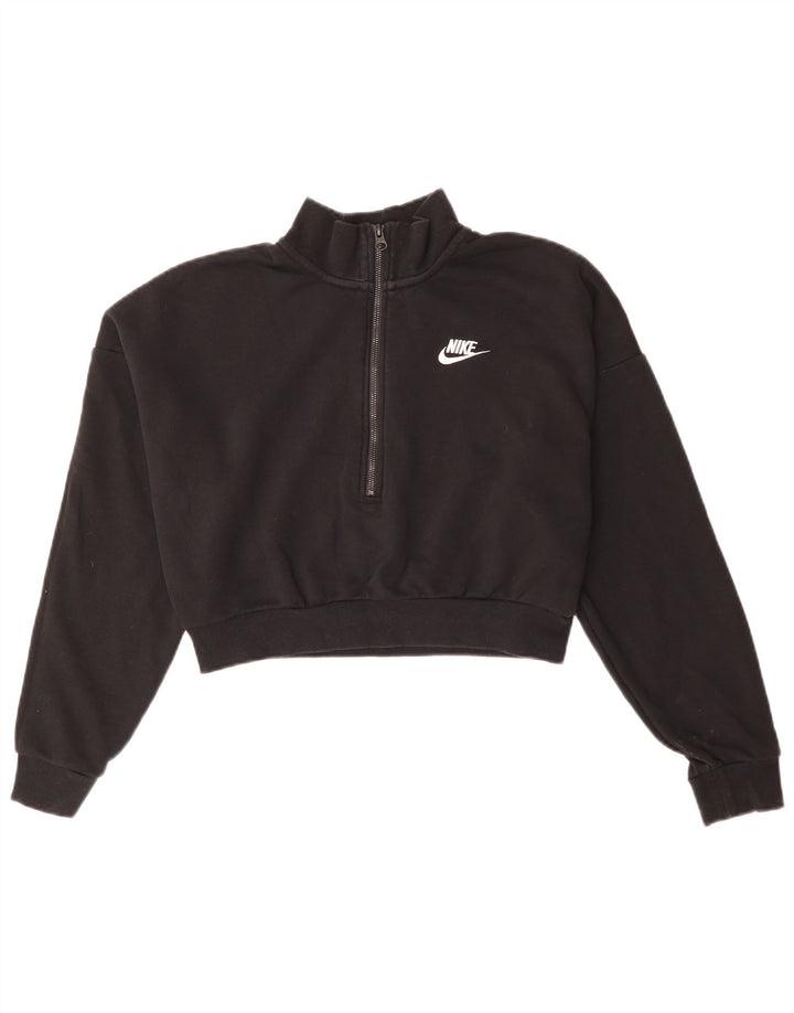 Nike Sweat-shirt surdimensionné à col zippé pour femme UK 10 Petit Noir