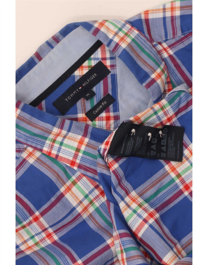 Tommy Hilfiger Chemise sur mesure pour homme XL en coton à carreaux bleus